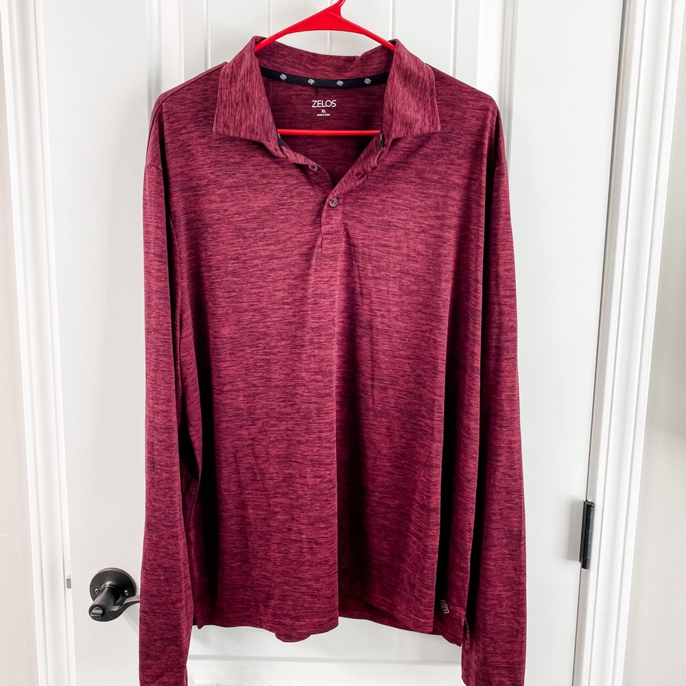 Zelos Maroon Athletic Collared Button Up Shirt - image 2